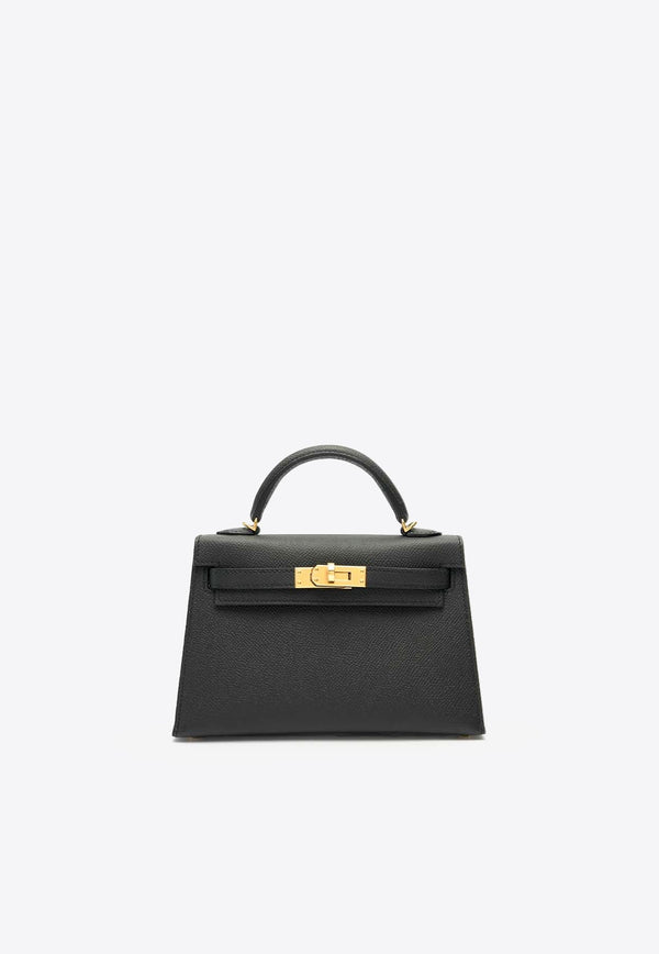 Mini Kelly 20 Sellier in Black Epsom Leather with Gold Hardware