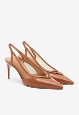 Collins 70 Croc-Embossed Slingback Pumps