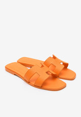 Oran H Cut-Out Sandals in Orange Sunset Epsom Leather