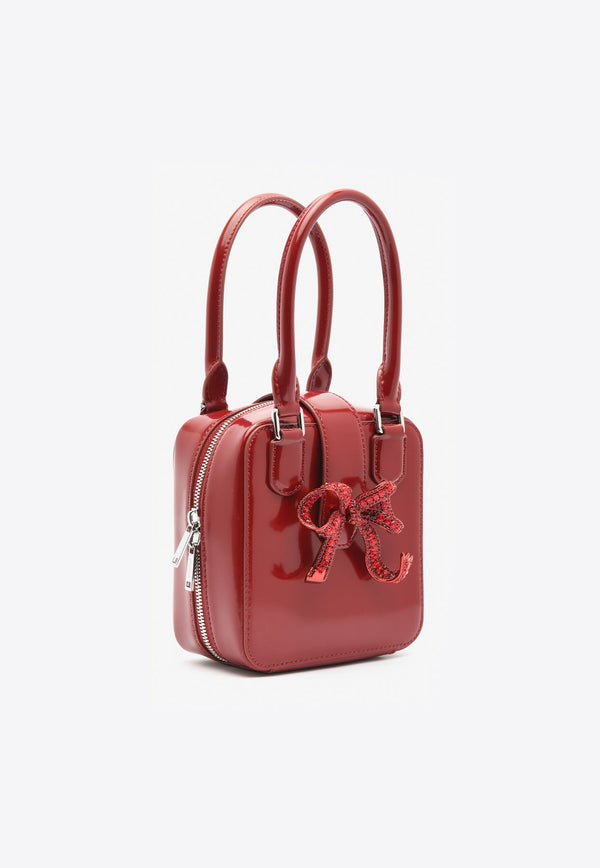 Mini Square Leather Top Handle Bag