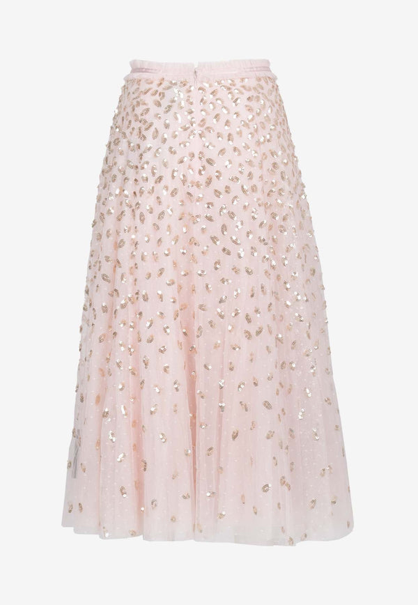 Autumn Leaves Sequined Ballerina Midi Skirt