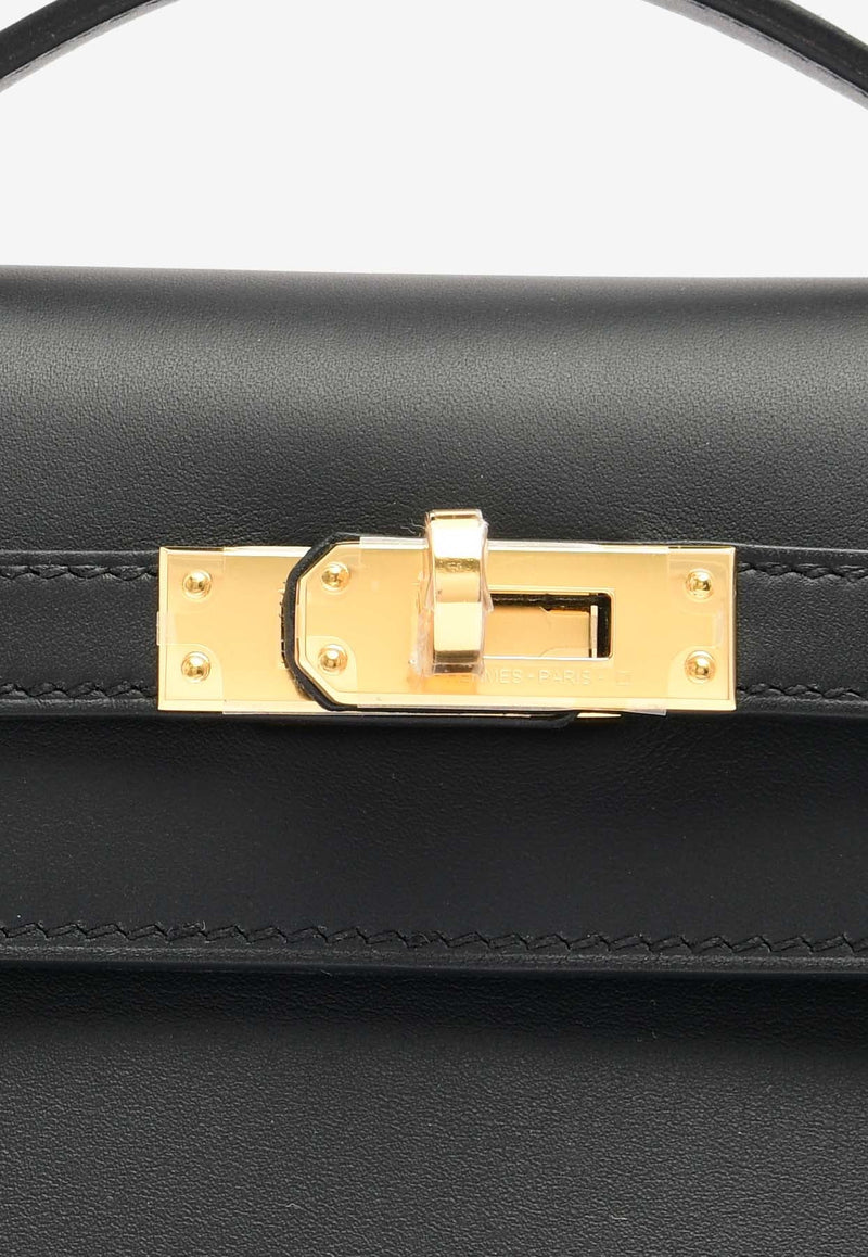 Kelly Pochette Clutch Bag in Black Swift Leather with Gold Hardware