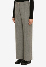 Herringbone Straight-Leg Pants