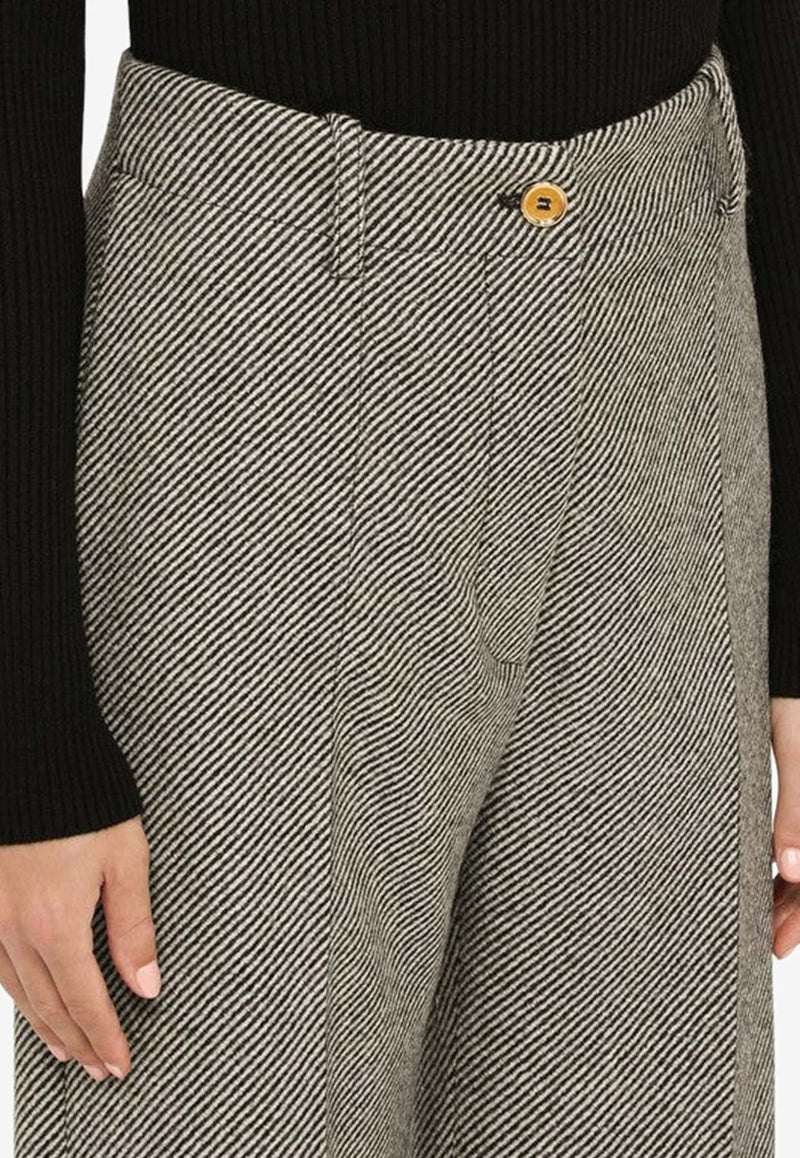 Herringbone Straight-Leg Pants