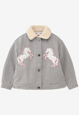 Girls Horse Appliqué Denim Jacket