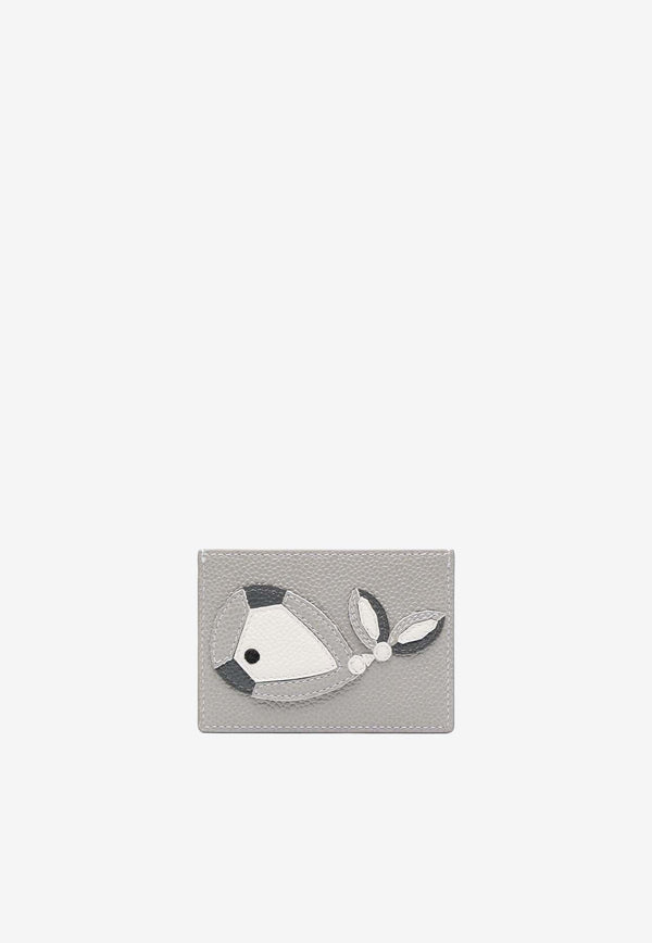 Whale-Appliqué Pebbled Cardholder
