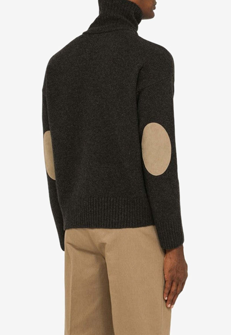 Turtleneck Wool Sweater with Elbow Patches