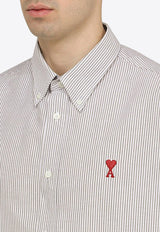 Logo Embroidered Long-Sleeved Stripe Shirt