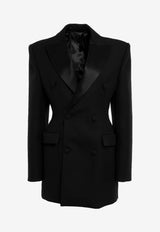 Double-Breasted Wool Blazer Dress