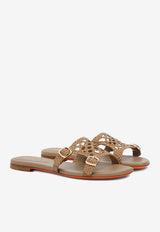 Woven Leather Flat Sandals