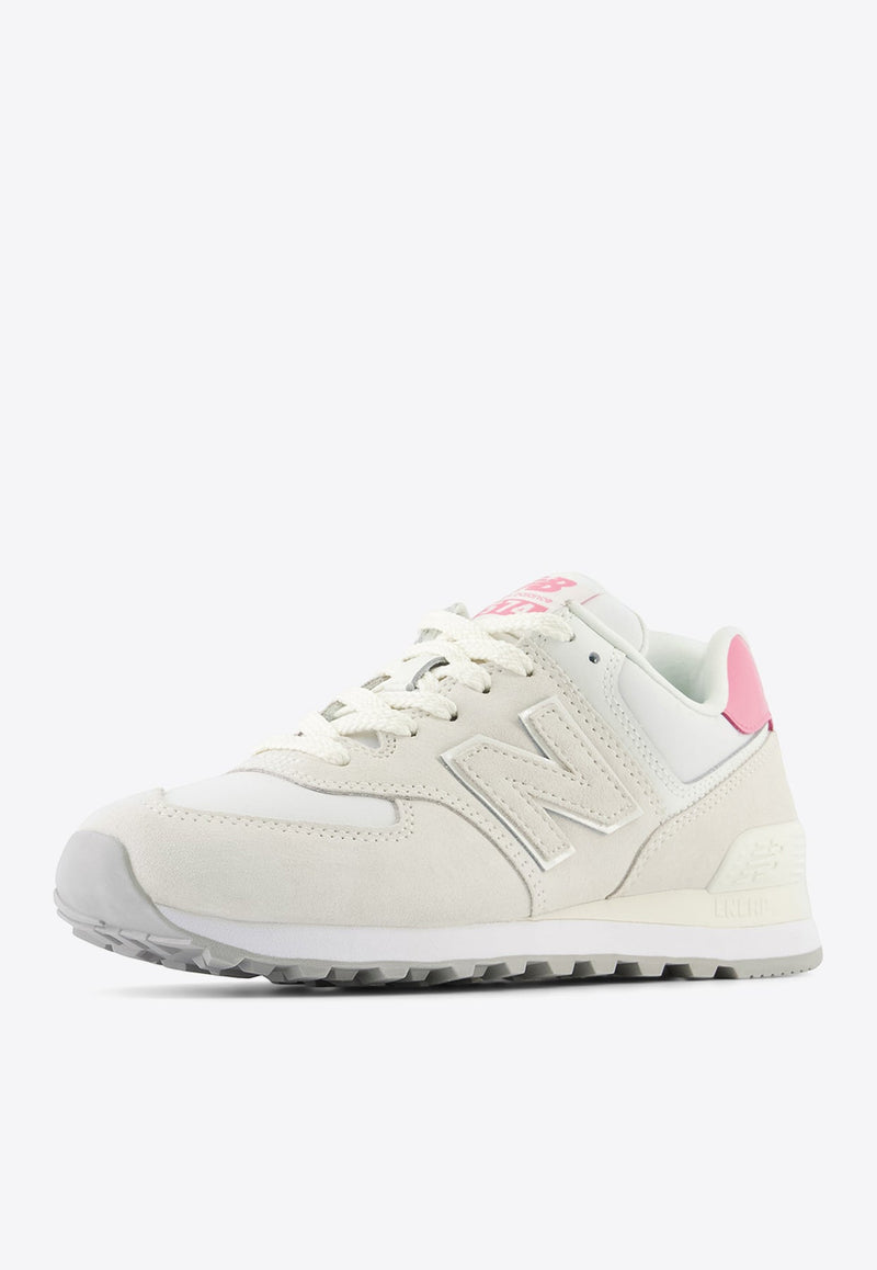 574 Low-Top Sneakers in Sea Salt with Real Pink