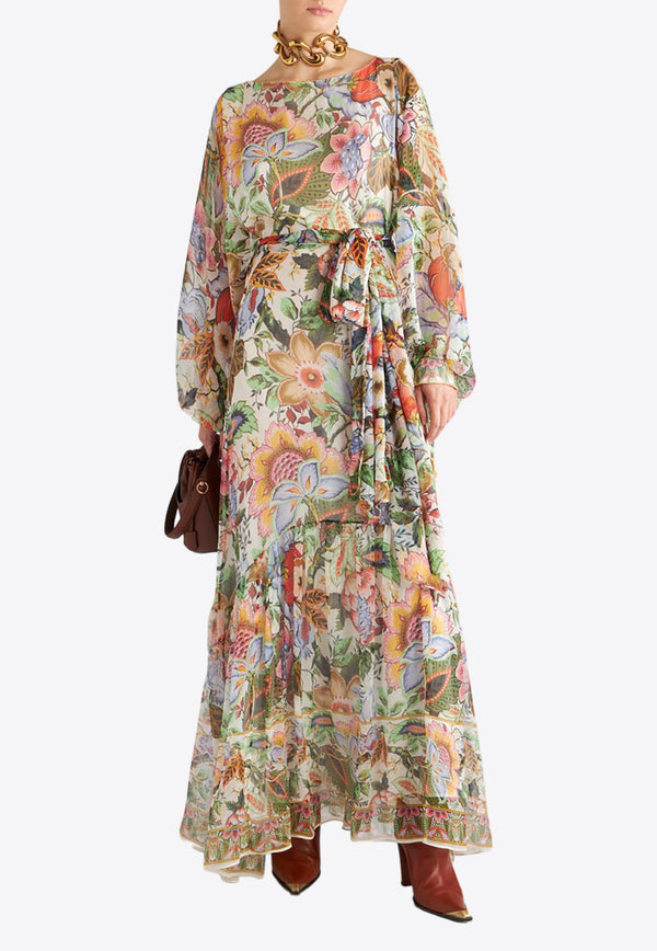 Floral Maxi Silk Dress