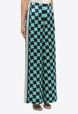 Patterned Silk Wide-Leg Pants