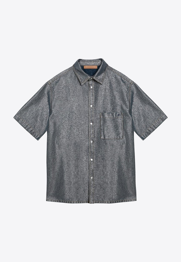 Lurex Denim Short-Sleeved Shirt