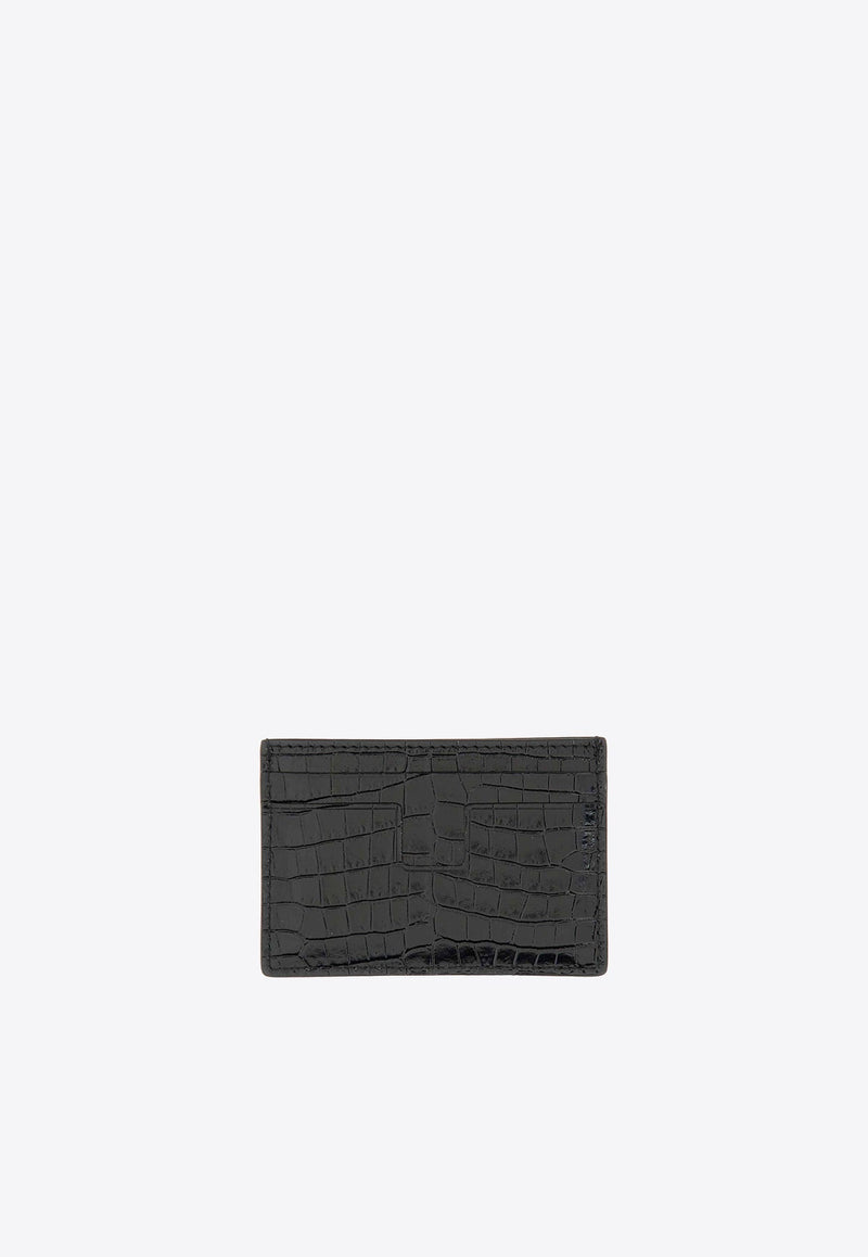 Lizard-Effect Leather Cardholder