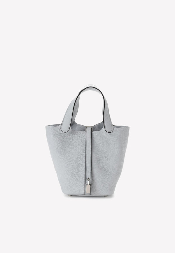 Picotin Lock 18 Bag in Bleu Pale Clemence with Palladium Hardware