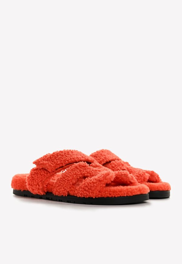 Chypre Sandals in Orange Woolskin