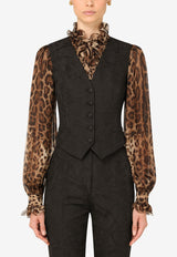 V-neck Floral Jacquard Vest