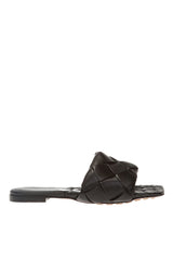 Lido Flat Sandals in Intrecciato Leather