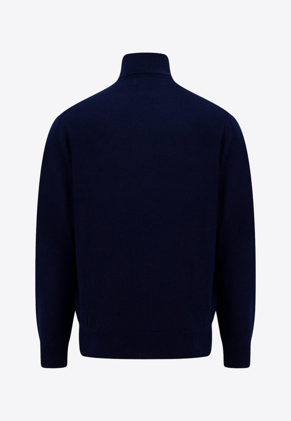 Logo Embroidered Wool Turtleneck Sweater