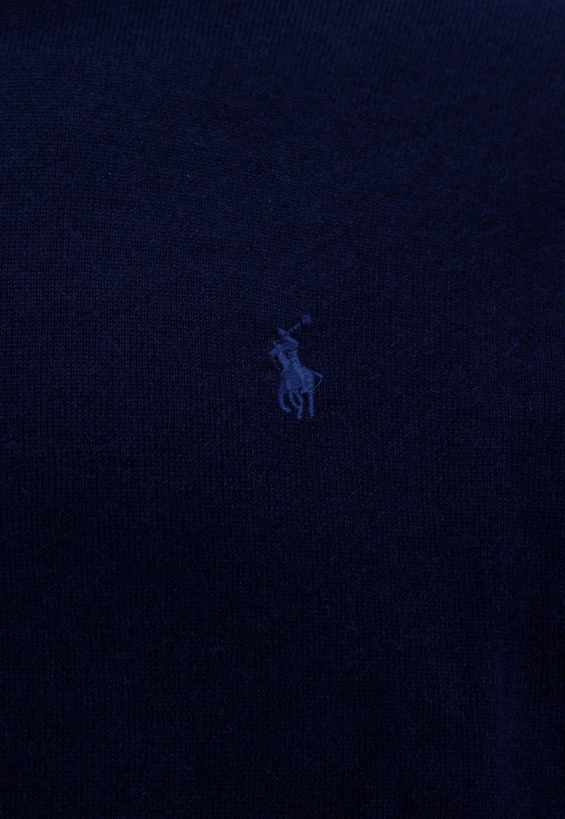 Logo Embroidered Wool Turtleneck Sweater