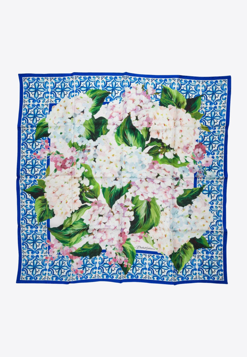 Floral Print Silk Foulard