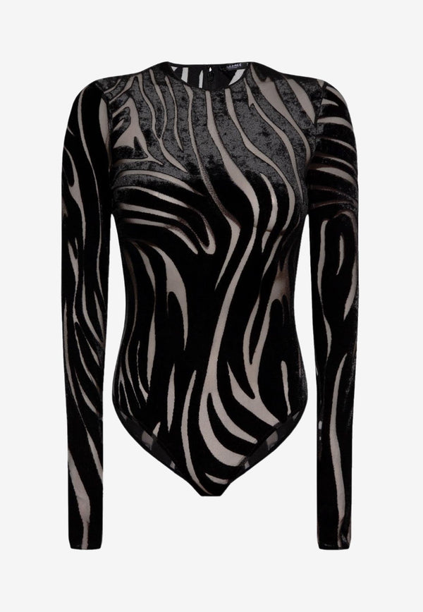 Zebra Pattern Velvet Bodysuit