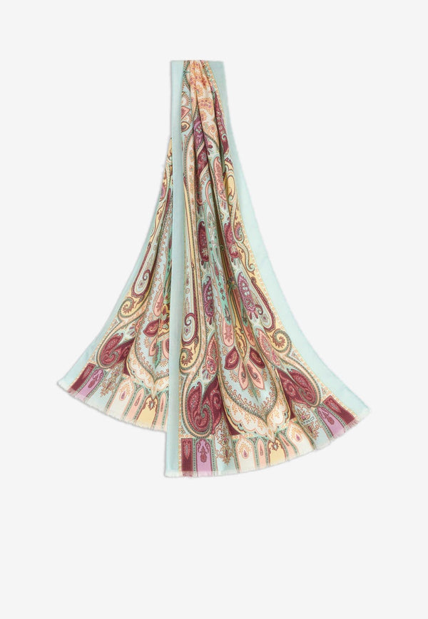 Paisley Print Scarf in Silk and Cashmere