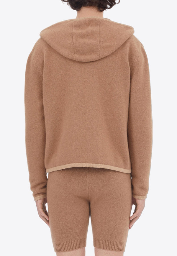 Knitted Zip-Up Cashmere Hooded Sweatshirt