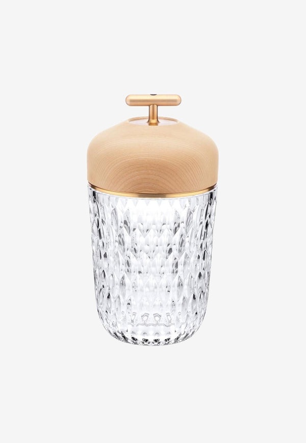 Folia Portable Lamp in Ash Wood and Clear Crystal
