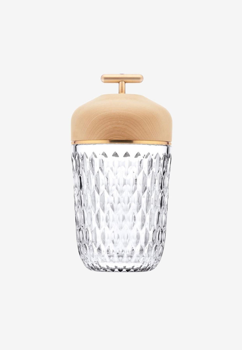 Folia Portable Lamp in Ash Wood and Clear Crystal