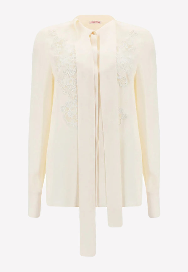 Embroidered Long-sleeved Silk Shirt