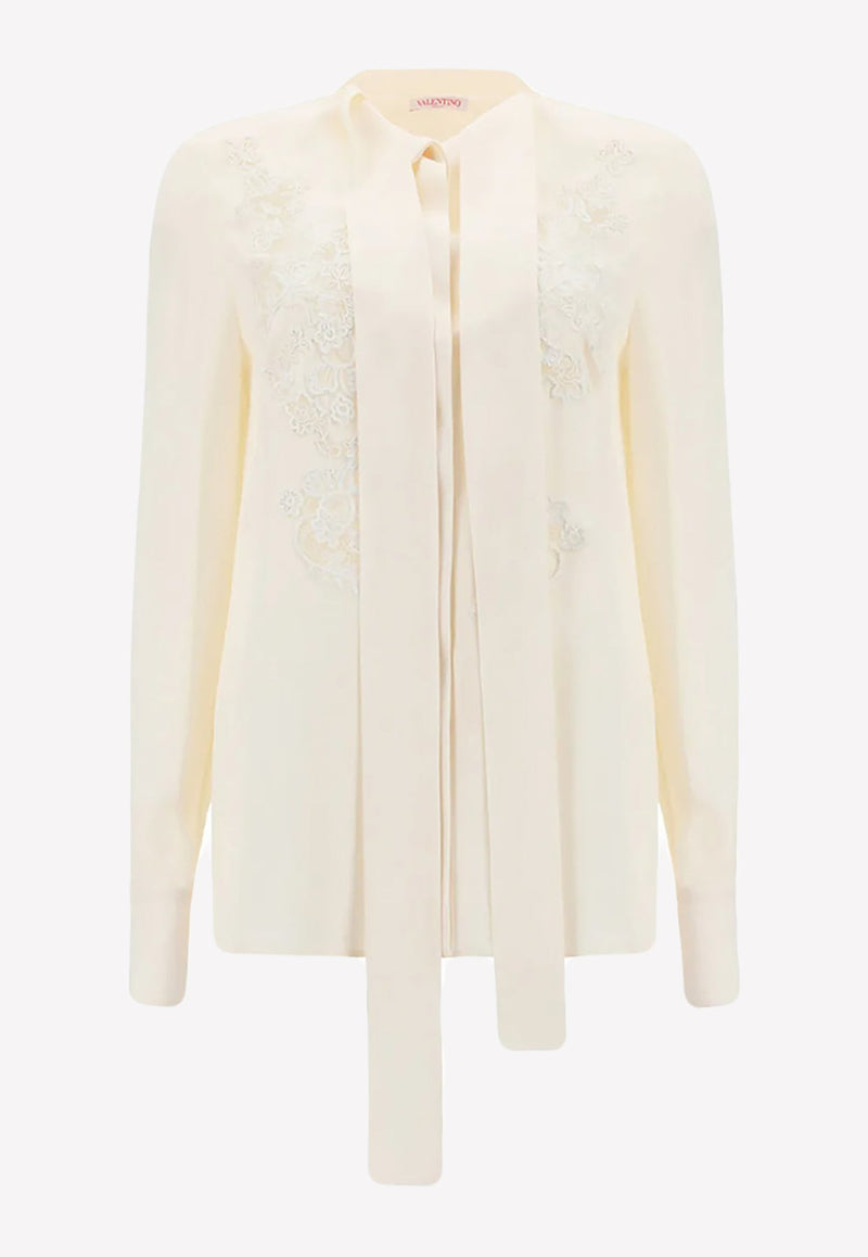 Embroidered Long-sleeved Silk Shirt