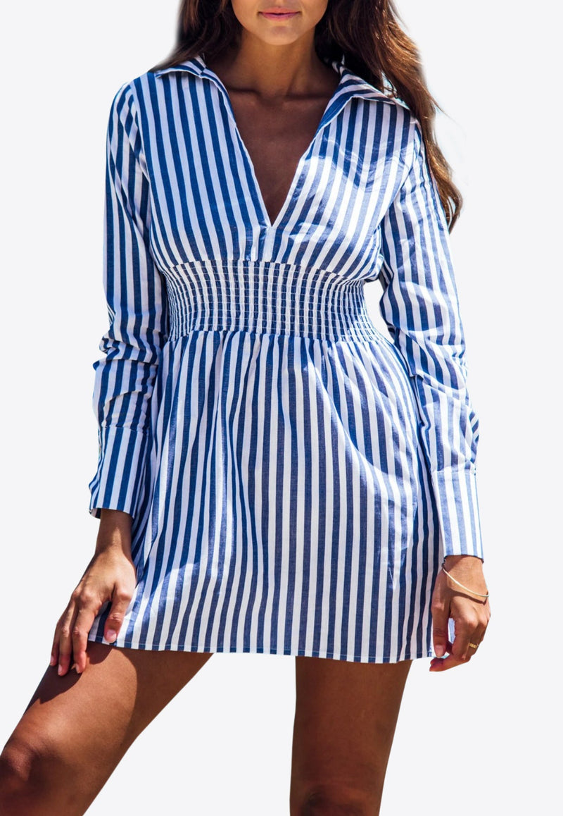 Vignes Elastic Waist Striped Mini Dress