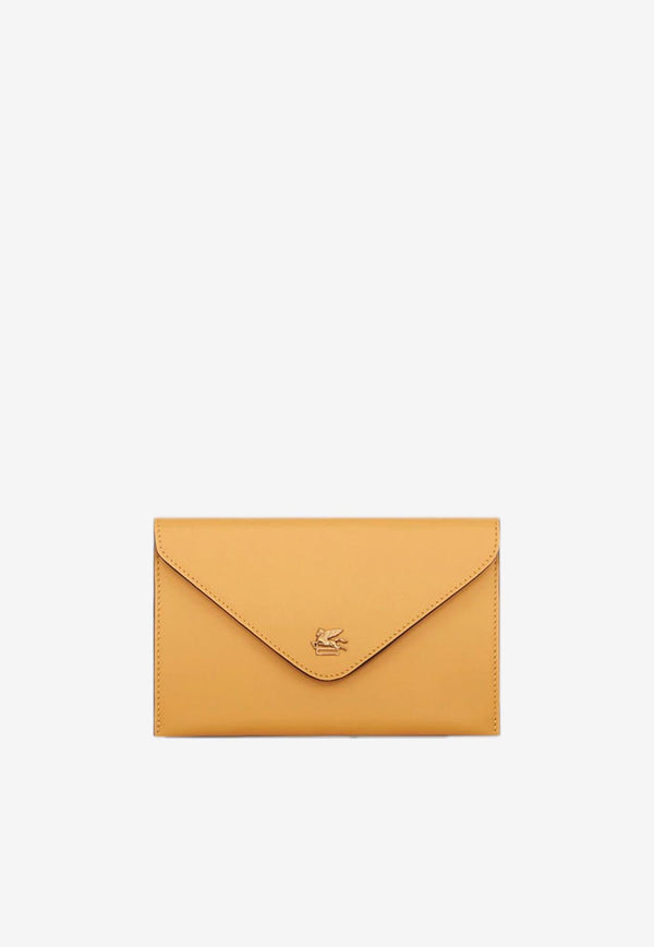 Envelope Calf Leather Clutch with Pegaso Logo