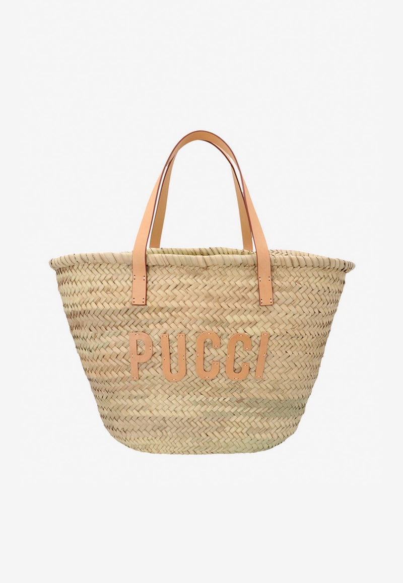 Logo Patch Basket Tote Bag