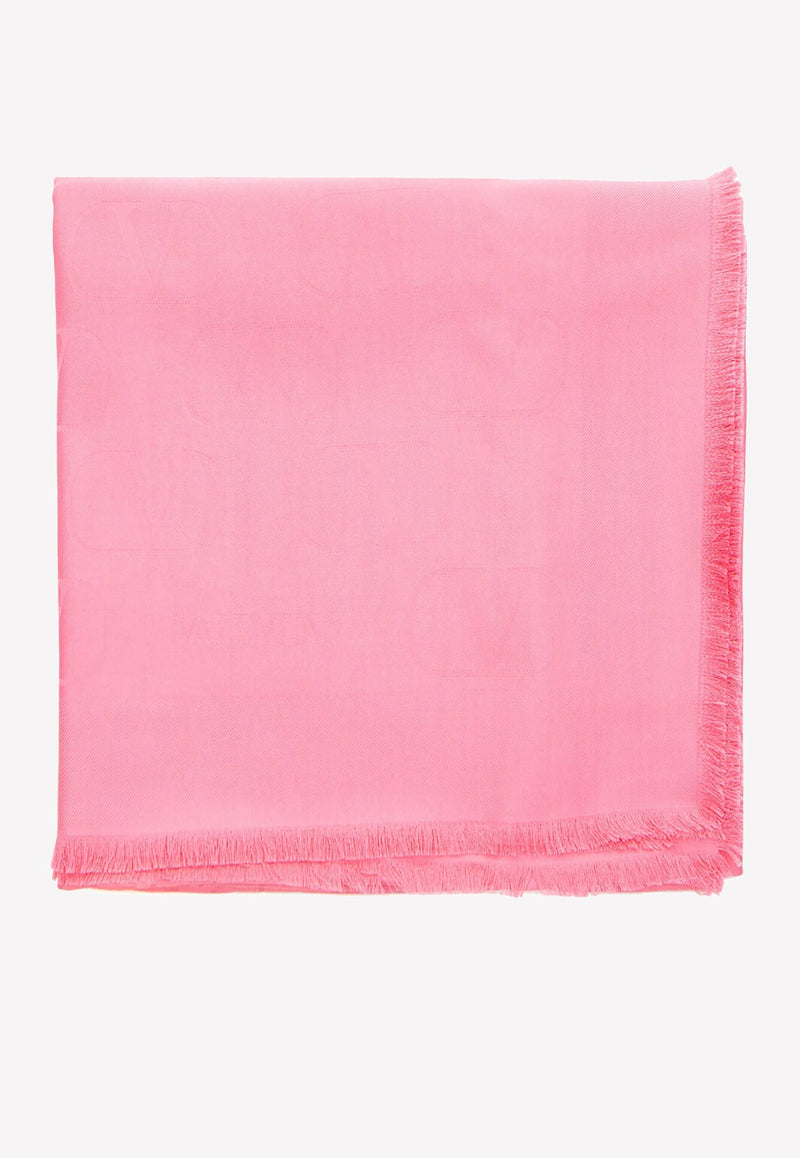 Signature VLogo Jacquard Shawl in Silk