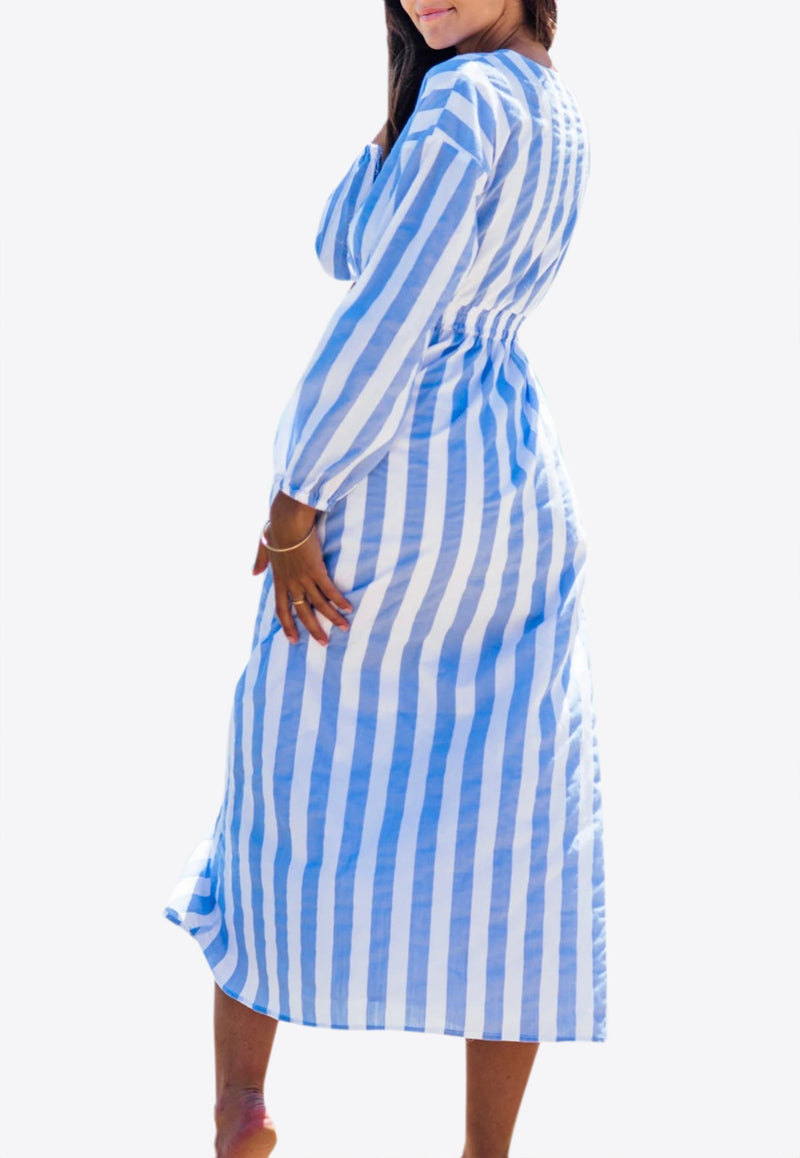 Eau Vive Elastic Waist Striped Maxi Dress