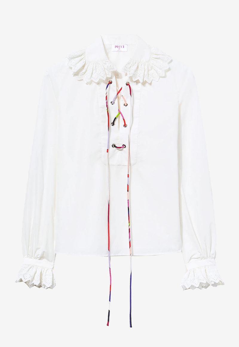 Broderie-Anglaise Ruffled Blouse