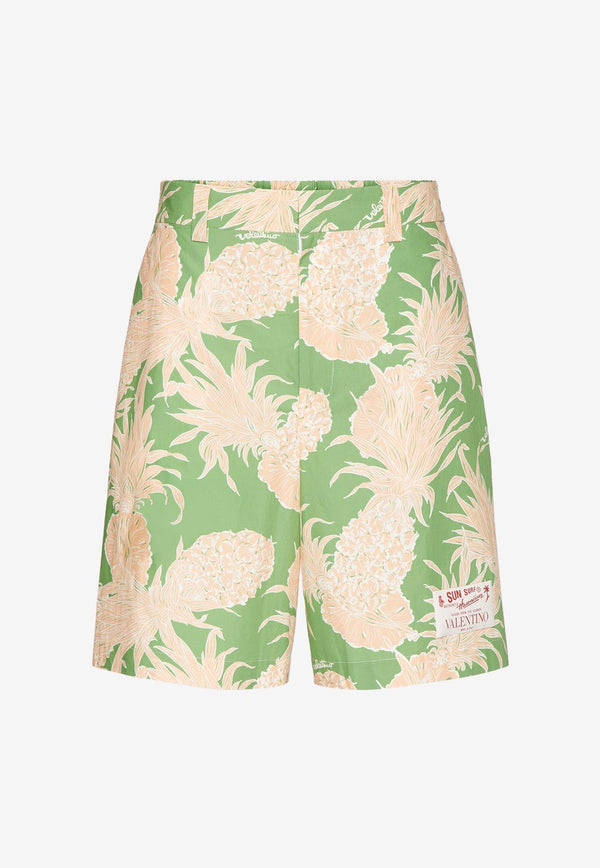 Pineapple Print Bermuda Shorts