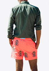 All-Over Golden Embroidered Swim Shorts