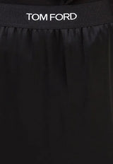 Logo Waist Double Face Midi Skirt