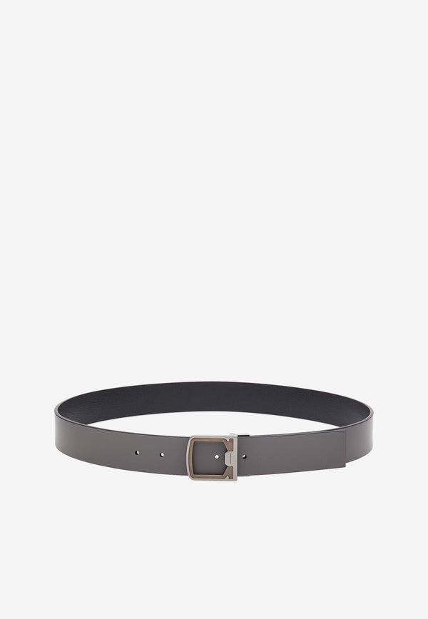 Reversible Gancini Leather Belt