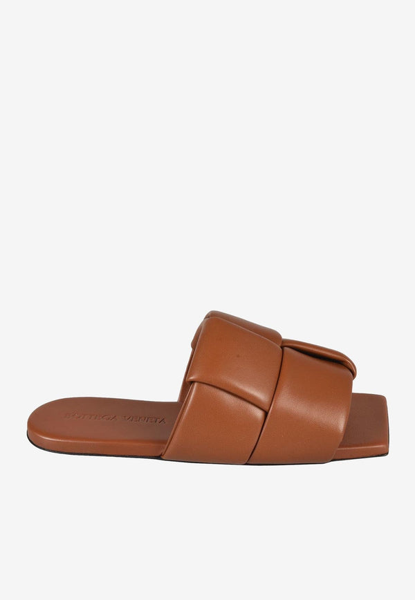 Patch Flat Mules in Padded Intreccio Leather