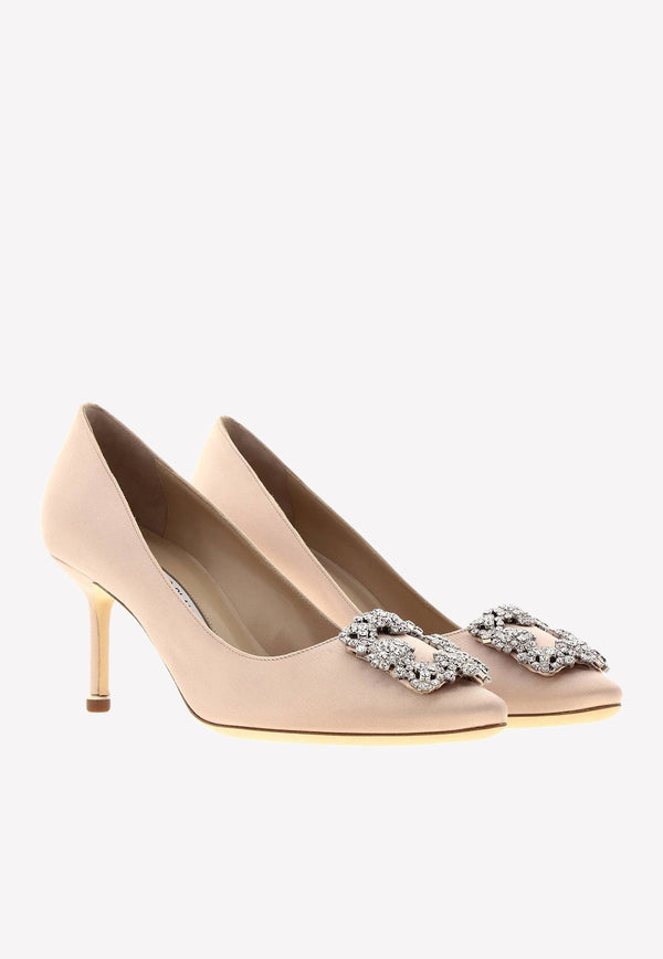Hangisi 70 Satin Pumps with Crystal Buckle