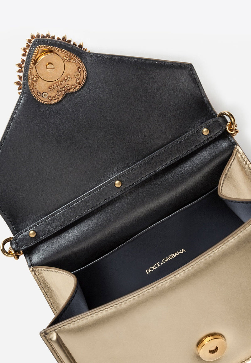 Small Devotion Metallic Leather Top Handle Bag