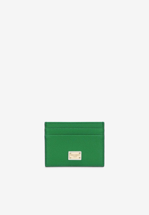 Logo Plate Cardholder in Dauphine Calf Leather