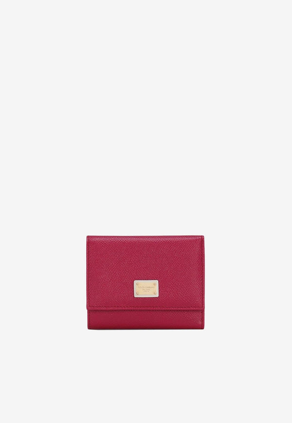 Logo Plate French-Flap Wallet in Dauphine Leather