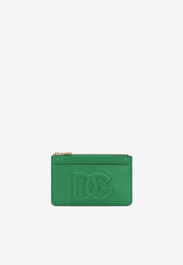 Medium DG Logo Zip Cardholder in Calf Leather
