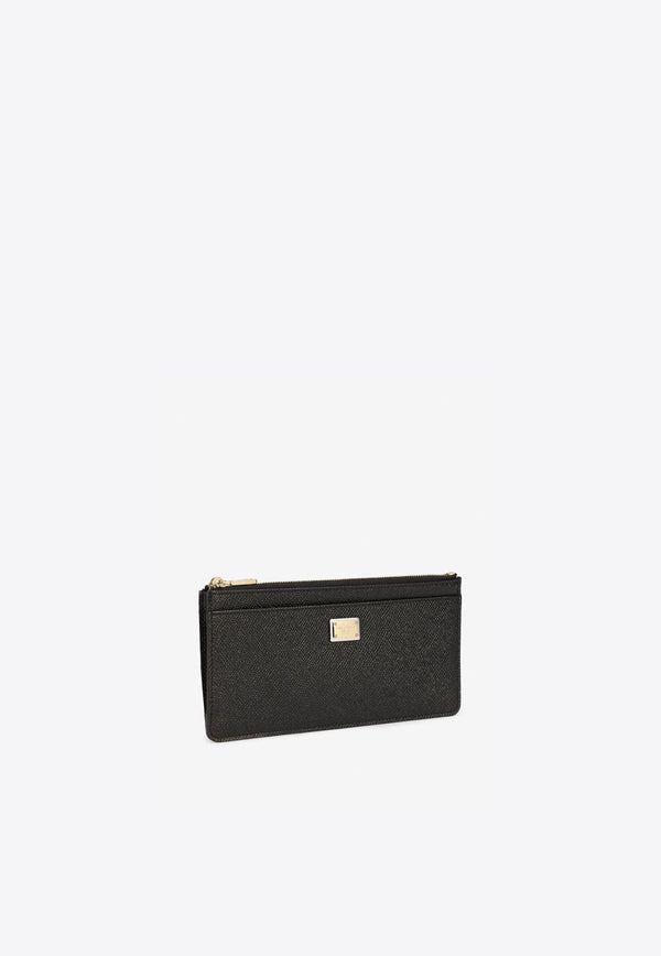 Large Logo Plaque Cardholder in Dauphine Leather